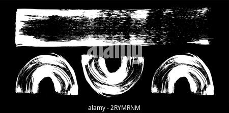 Raccolta astratta di linee di pennello, tratti e scarabocchi. Con texture grunge, cerchi e scoiattoli per elementi di design versatili. Vettore piatto Illustrazione Vettoriale