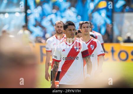 Buenos Aires, Argentina. 1 ottobre 2023. Enzo Perez del River Plate è visto durante una partita tra il Boca Juniors e il River Plate come parte della Copa de la Liga Profesional 2023 all'Estadio Alberto J. Armando di Buenos Aires. Punteggio finale: Boca Juniors(0) V River Plate(2) (foto di Manuel Cortina/SOPA Images/Sipa USA) credito: SIPA USA/Alamy Live News Foto Stock