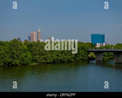 : 23 maggio Indianapolis Skyline Foto Stock