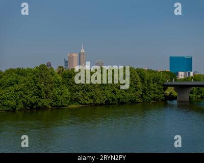 : 23 maggio Indianapolis Skyline Foto Stock