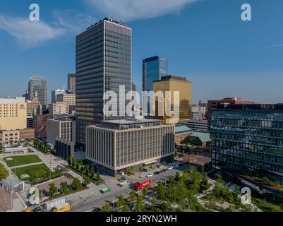 : 23 maggio Indianapolis Skyline Foto Stock