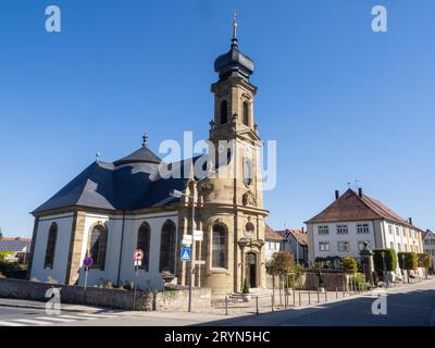 Cappella della Croce, costruita da Balthasar Neumann, Etwashausen, Kitzingen, Mainfranken, bassa Franconia, Franconia, Baviera, Germania Foto Stock