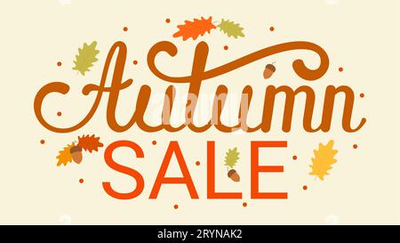 Banner di testo della vendita autunnale Illustrazione Vettoriale