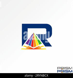 Logo design concept grafico astratto creativo segno vettoriale premium carattere R iniziale unico con colori a prisma piramidale. Correlato al monogramma geometrico Illustrazione Vettoriale
