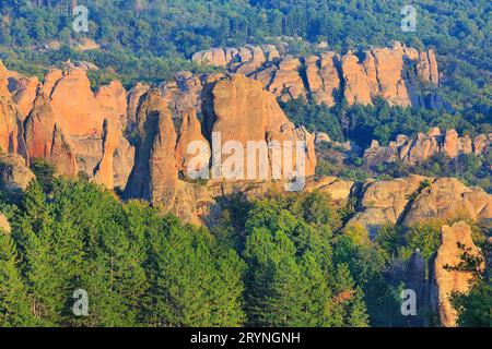 Rocce scogliera panorama, Belogradchik, Bulgaria Foto Stock