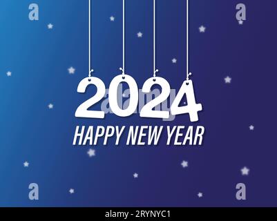 Felice anno nuovo 2024 festeggiamenti sfondo colorato Vector Illustrazione Vettoriale