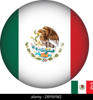 Bandiera del Messico a forma rotonda Illustrazione Vettoriale