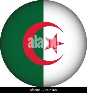 Bandiera Algeria, forma rotonda Illustrazione Vettoriale