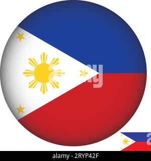 Bandiera Filippine forma rotonda Illustrazione Vettoriale