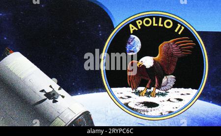 MOSCA, RUSSIA - 12 LUGLIO 2022: Il francobollo stampato in Madagascar mostra Eagle on Moon, Apollo program series, circa 2020 Foto Stock