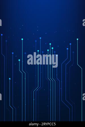 Tecnologia a circuito stampato sfondo all'interno dei dispositivi elettronici, illustrazione vettoriale blu scuro con strisce per un look unico. Illustrazione Vettoriale