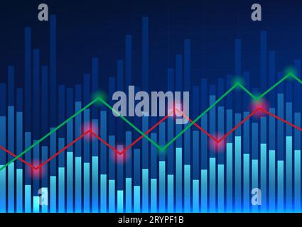 Background tecnologico che mostra il prezzo delle azioni come grafico utilizzato per misurare il prezzo di una società sul mercato azionario al fine di aumentare gli investitori. Illustrazione vettoriale Illustrazione Vettoriale