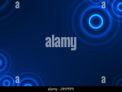 Sfondo astratto che utilizza la forma di un cerchio geometrico per disegnare una forma come un'onda che si increspa molte volte illustrazione vettoriale in blu scuro Illustrazione Vettoriale