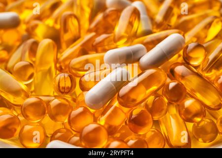 Informazioni generali sui tablet. Principalmente vitamine e integratori alimentari. Foto Stock