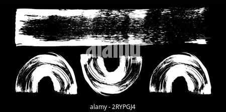 Raccolta astratta di linee di pennello, tratti e scarabocchi. Con texture grunge, cerchi e scoiattoli per elementi di design versatili. Vettore piatto Illustrazione Vettoriale