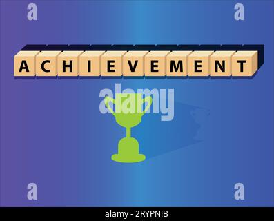 Risultato: Parole cubi, positività, disegno di illustrazione vettoriale per grafica e stampe. Affermazioni positive per ogni giorno. Un concetto motivazionale. Illustrazione Vettoriale