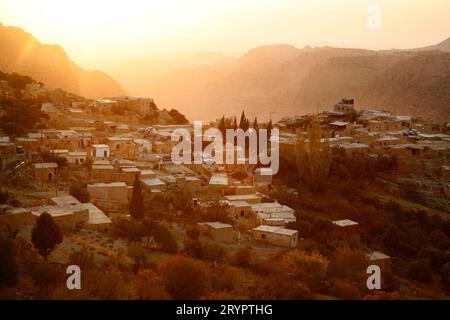 Vista sul villaggio di Dana, Giordania. Foto Stock