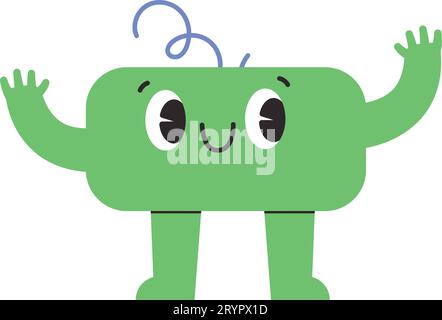 Forme e figure divertenti, che combinano design astratti con volti dei cartoni animati. Collezione per bambini, con elementi divertenti e mostri carini. Vec. Piana Illustrazione Vettoriale