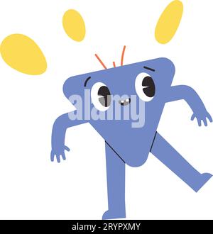 Forme e figure divertenti, che combinano design astratti con volti dei cartoni animati. Collezione per bambini, con elementi divertenti e mostri carini. Vec. Piana Illustrazione Vettoriale