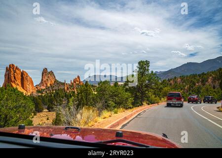 Una strada d'ingresso che va a Manitou Springs, Colorado Foto Stock