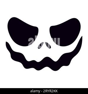 Simpatici e spaventosi volti di Halloween per gli stencil di zucca Jack. Facce di Halloween per stencil di zucca di Jack. Gli occhi e le bocche della malvagia zucca. Spaventoso inquietante divertente l Illustrazione Vettoriale