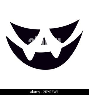 Simpatici e spaventosi volti di Halloween per gli stencil di zucca Jack. Facce di Halloween per stencil di zucca di Jack. Gli occhi e le bocche della malvagia zucca. Spaventoso inquietante divertente l Illustrazione Vettoriale
