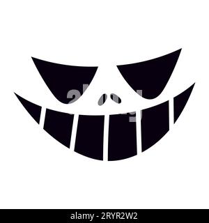 Simpatici e spaventosi volti di Halloween per gli stencil di zucca Jack. Facce di Halloween per stencil di zucca di Jack. Gli occhi e le bocche della malvagia zucca. Spaventoso inquietante divertente l Illustrazione Vettoriale