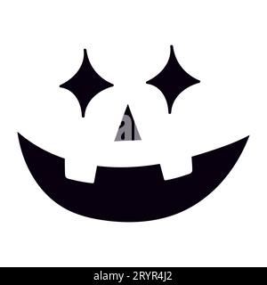 Simpatici e spaventosi volti di Halloween per gli stencil di zucca Jack. Facce di Halloween per stencil di zucca di Jack. Gli occhi e le bocche della malvagia zucca. Spaventoso inquietante divertente l Illustrazione Vettoriale