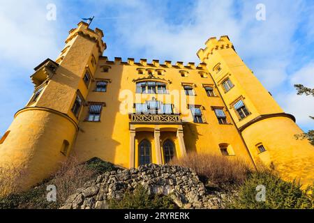 Castello di Hohenschwangau nelle alpi bavaresi Foto Stock