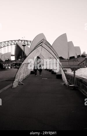 Cattedrale di luce, un'eco visiva delle conchiglie dell'Opera House di Sydney più ovvie di giorno che di notte nei Royal Botanic Gardens per Vivid Sydney 2016 Foto Stock