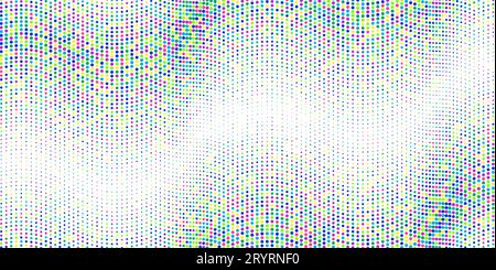 Forme d'onda a mezzitoni senza interruzioni. Sfondo vettoriale grafico multicolore astratto con punti polka. Divertente sfondo con coriandoli luminosi. Geom moderno e semplice Illustrazione Vettoriale