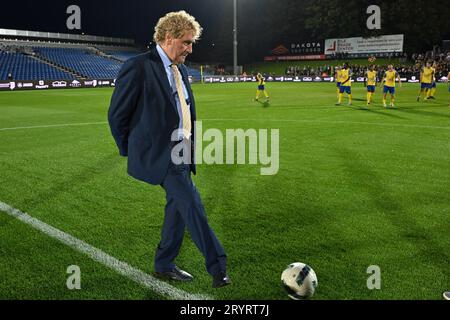 Deinze, Belgio. 29 settembre 2023. Jean-Marie Pfaff nella foto durante una partita di calcio tra KMSK Deinze e Waasland SK Beveren durante la 7 ° giornata della stagione Challenger Pro League 2023-2024, lunedì 29 settembre 2023 a Deinze, Belgio . Credito: Sportpix/Alamy Live News Foto Stock