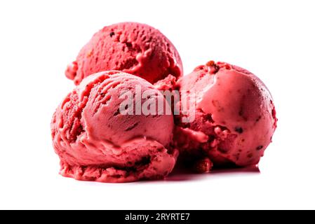 Cucchiaio di gelato isolato su fondo bianco macro Foto Stock