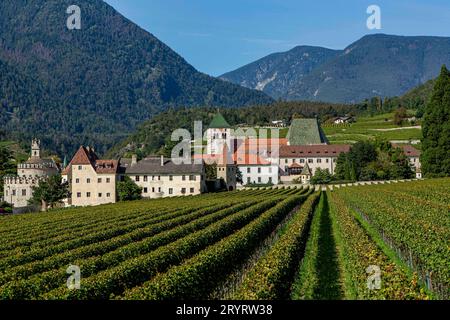 DAS Kloster Neustift auch Stift Neustift ist ein Stift der Kongregation der österreichischen Augustiner-Chorherren in Neustift Gemeinde Vahrn bei Brixen in Südtirol, Italien . Der TV-Moderator Markus Lanz lebte als Gymnasiast im Schülerheim von Kloster Neustift. Kloster Neustift *** il monastero Neustift anche Stift Neustift è un monastero della Congregazione dei canoni agostiniani austriaci a Neustift comune di Vahrn vicino Bressanone in alto Adige, Italia il presentatore televisivo Markus Lanz ha vissuto come studente di scuola superiore nel dormitorio del monastero di Neustift monastero di Neustift Foto Stock