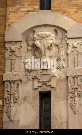 Dettagli dell'edificio di appartamenti in Cliff Dwelling nell'Upper westside di Manhattan NYC Foto Stock