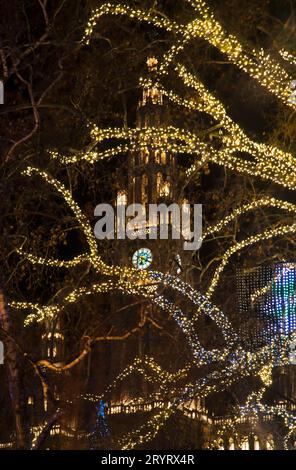 Holiday decorazioni di Rathauspark Vienna. Austria Foto Stock