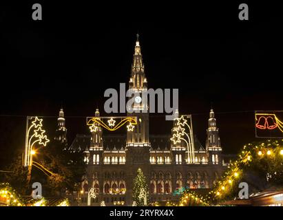 Holiday decorazioni di Rathauspark Vienna. Austria Foto Stock