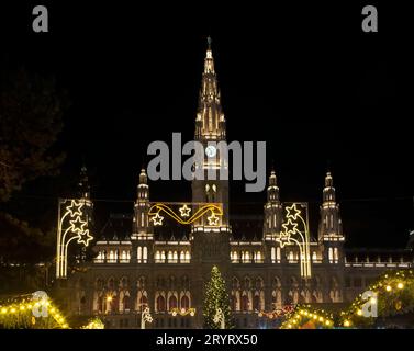 Holiday decorazioni di Rathauspark Vienna. Austria Foto Stock