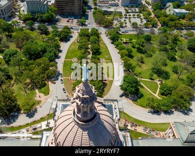 Vista aerea del Campidoglio del Texas ad Austin, Texas Foto Stock