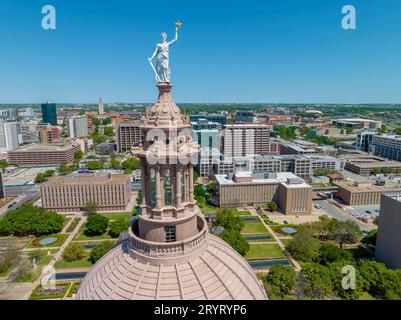 Vista aerea del Campidoglio del Texas ad Austin, Texas Foto Stock