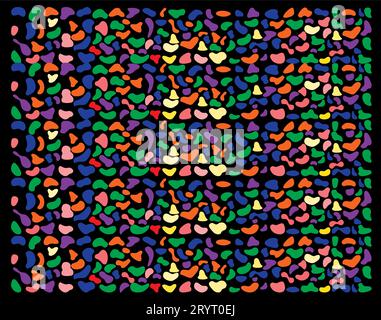 liquidi liquidi. Set organico a forma di Blob. il cubo di colore nero crea forme semplici. Sagome in ghiaia, inchiostro, gocce e pietra. Illustrazione Vettoriale
