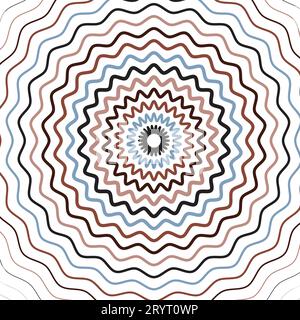 Elementi di contorno del cerchio del fiore concentrico. Elemento per grafica web design, modello per stampa, tessuto, involucro, decorazione, grafica astratta pa senza cuciture Illustrazione Vettoriale