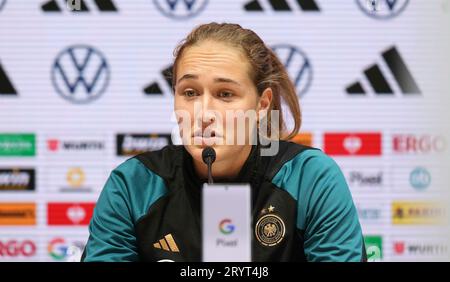 Firo: 09/25/2023, calcio, calcio, donne, calcio femminile DFB nazionale femminile Germania, UEFA Women's Nations League, PK, conferenza stampa Sydney LOHMANN Foto Stock