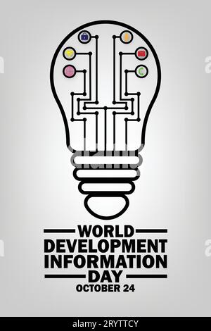 Illustrazione vettoriale della giornata mondiale delle informazioni sullo sviluppo. 24 ottobre. Adatto per biglietti di auguri, poster e striscioni, carta da parati mobile Illustrazione Vettoriale