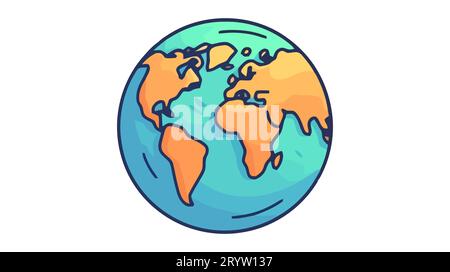 Appartamento il pianeta Terra e la relativa icona. Illustrazione Vettoriale per il web banner web e mobile, infographics Illustrazione Vettoriale