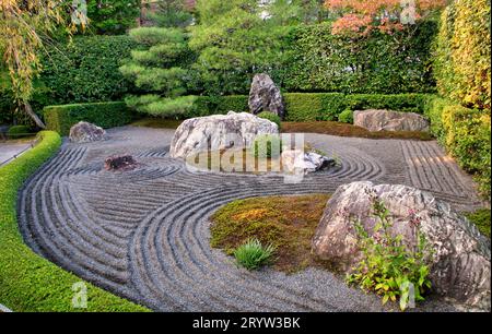 Il giardino in pietra di roccia del tempio Taizo-in. Kyoto. Giappone Foto Stock