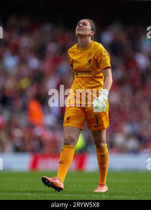 Il portiere del Liverpool Rachael Laws durante la partita di Super League femminile Barclays all'Emirates Stadium di Londra. Data immagine: Domenica 1 ottobre 2023. Foto Stock