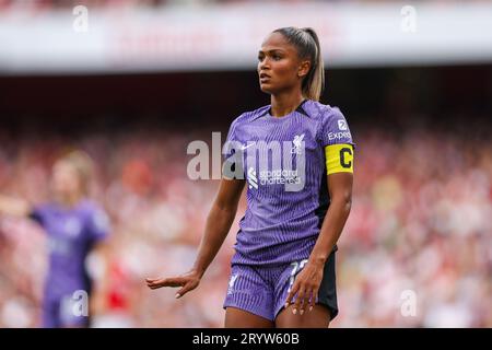 Taylor Hinds del Liverpool durante il Barclays Women's Super League match all'Emirates Stadium di Londra. Data immagine: Domenica 1 ottobre 2023. Foto Stock