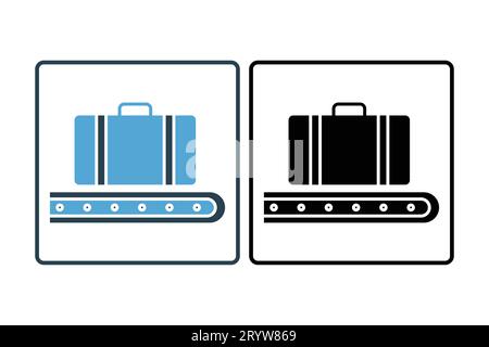 Icona bagaglio. icona relativa all'aeroporto, ritiro bagagli. adatto per la progettazione di siti web, app, interfacce utente, stampabili, ecc. Stile icona a tinta unita. Semplice vect Illustrazione Vettoriale