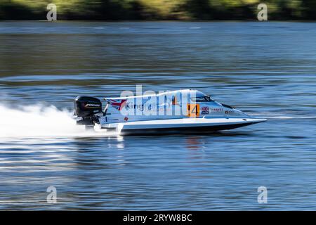 Regata a Vila Velha de Ródão, durante il Gran Premio di Portogallo II del Campionato Mondiale UIM F2 2023. Foto Stock